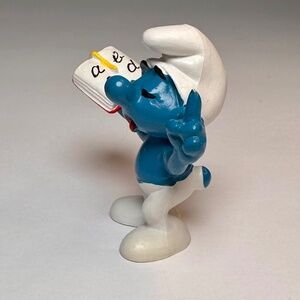 📘 Vintage Brainy Smurf Figurine – Schleich – Made in Germany (1980)
